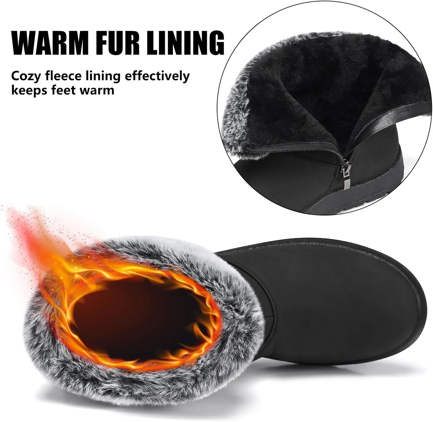 TEMOFON Women Winter Boots Waterproof: Fur Lined Ankle Booties, Wide Width Snow Boots, Warm Comfy, Walking Soft Winter Shoes Size 5-11