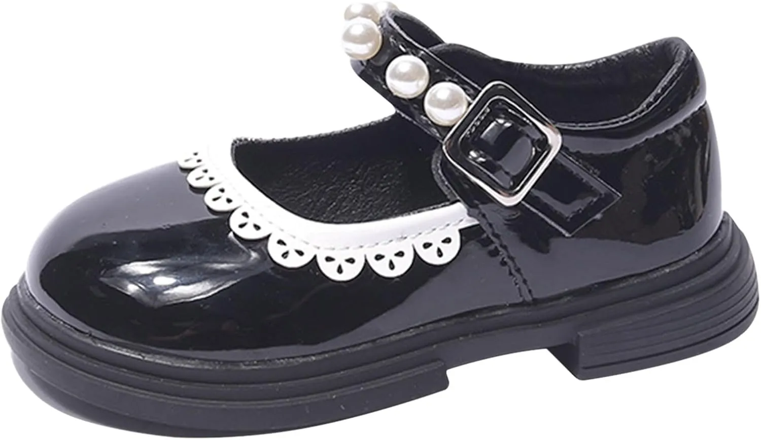 Toddler Baby Mary Jane Shoes Girls Flower Dress Shoes Wedding Party School Softy Ankle Pearl Strap Ballet Flats