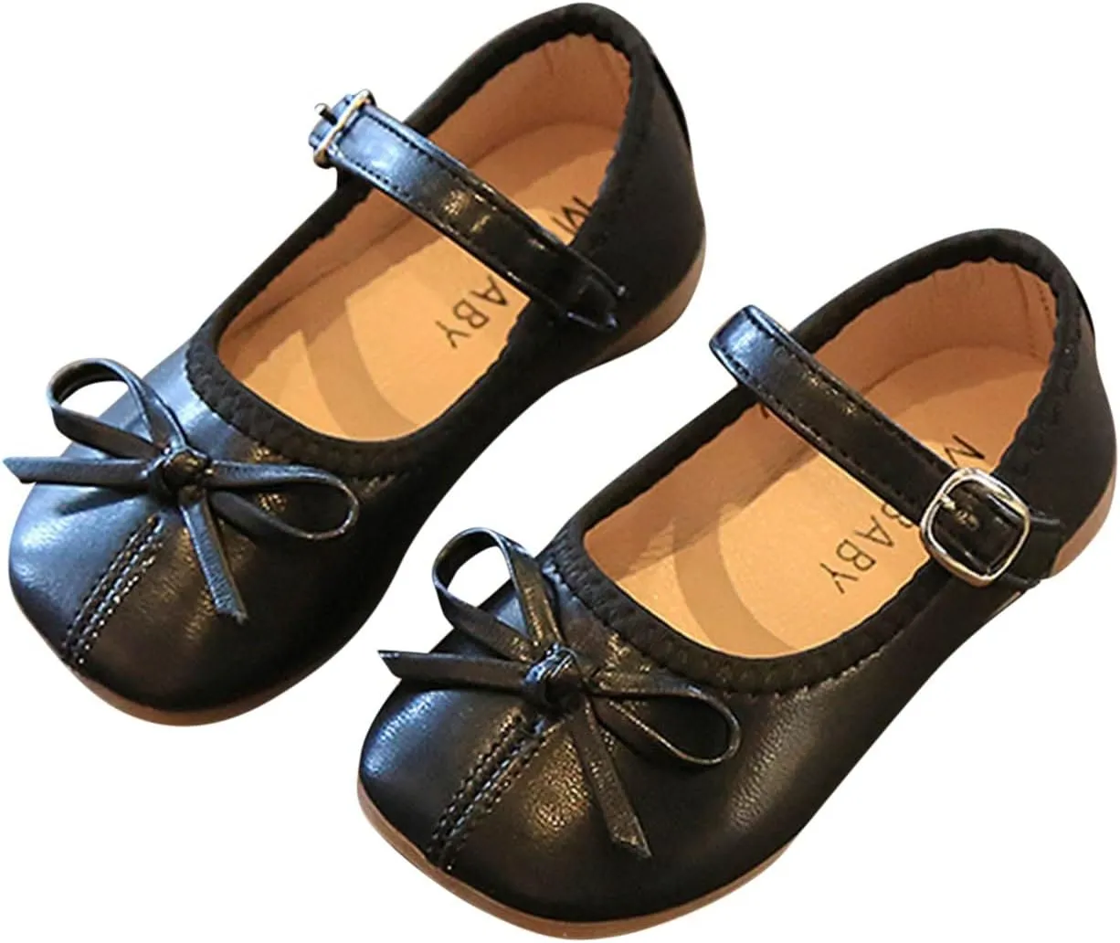 Toddler Dress Shoes Bowknot Mary Jane Shoes Girls Ballet Flat for Kids Wedding Pary Big Kids Girls Size 6 Boots