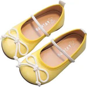 Toddler Girl Mary Jane Dress Bowknot Flats Little Girl School Wedding Shoes Soft Sole Non Slip Faux Leather Shoes