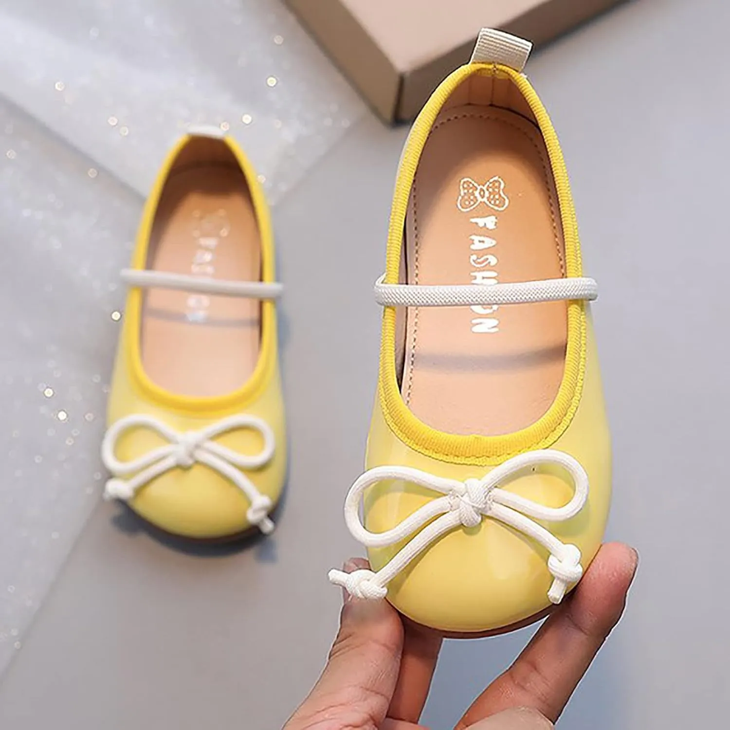 Toddler Girl Mary Jane Dress Bowknot Flats Little Girl School Wedding Shoes Soft Sole Non Slip Faux Leather Shoes