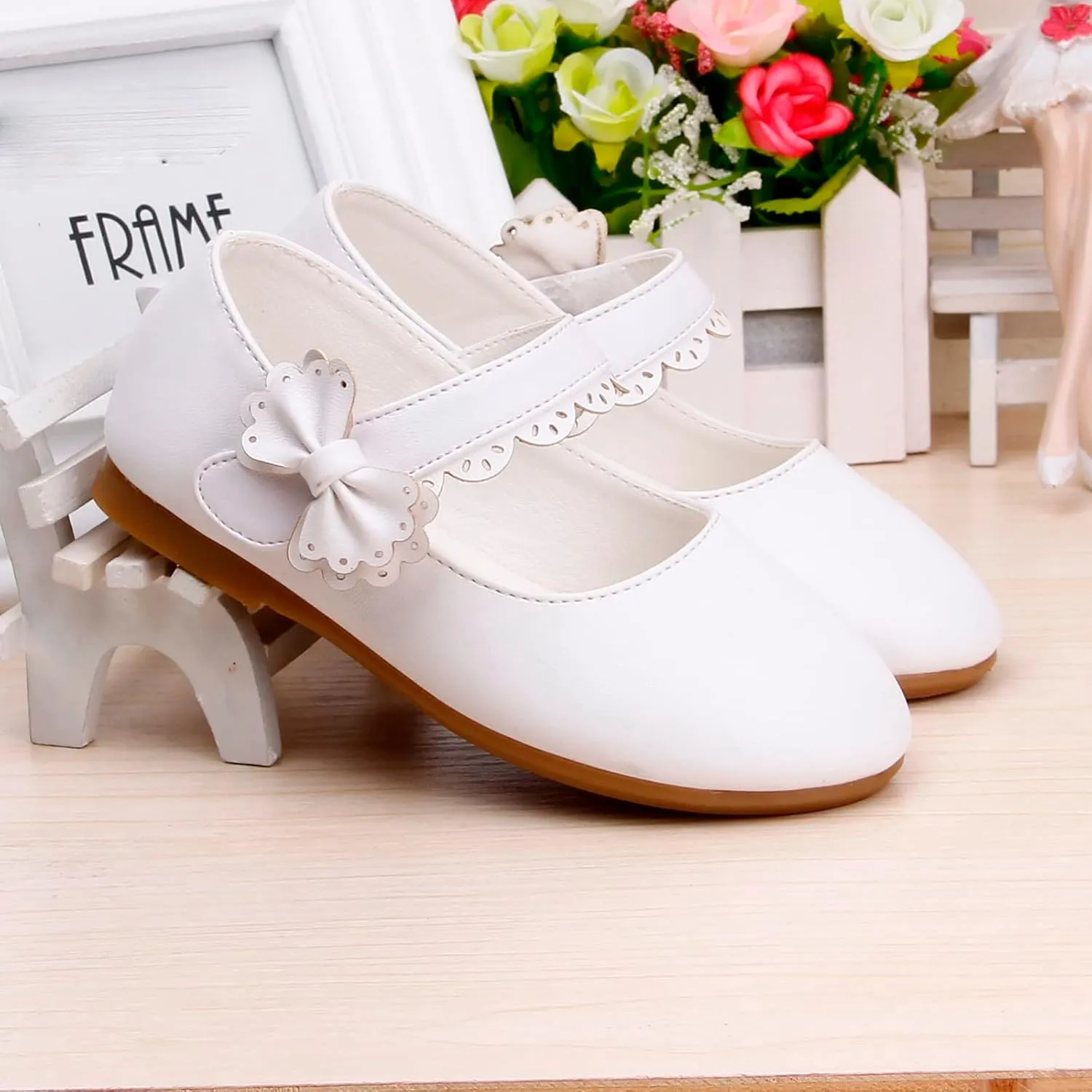 Toddler Girls Dress Shoes Flower Girl Little Kids Mary Jane Ballet Flats Bow Wedding School Party Girls Dress Shoes