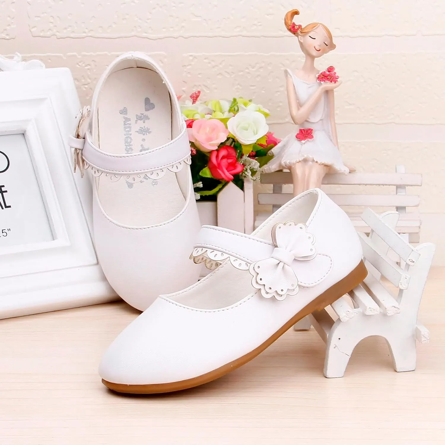 Toddler Girls Dress Shoes Flower Girl Little Kids Mary Jane Ballet Flats Bow Wedding School Party Girls Dress Shoes