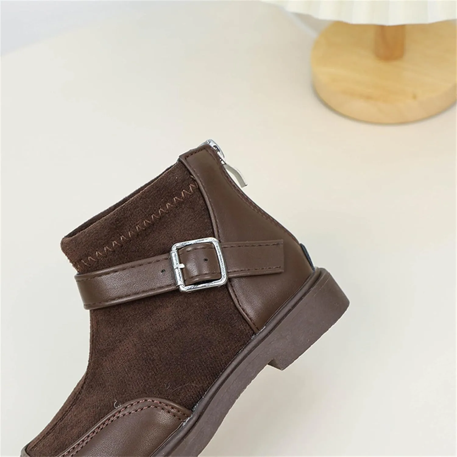 Toddler Kids Girls Classic Buckle Ankle Boots PU Leather Anti Slip Outdoor Casual Hiking Shoes Girls Lined Boots Size 1