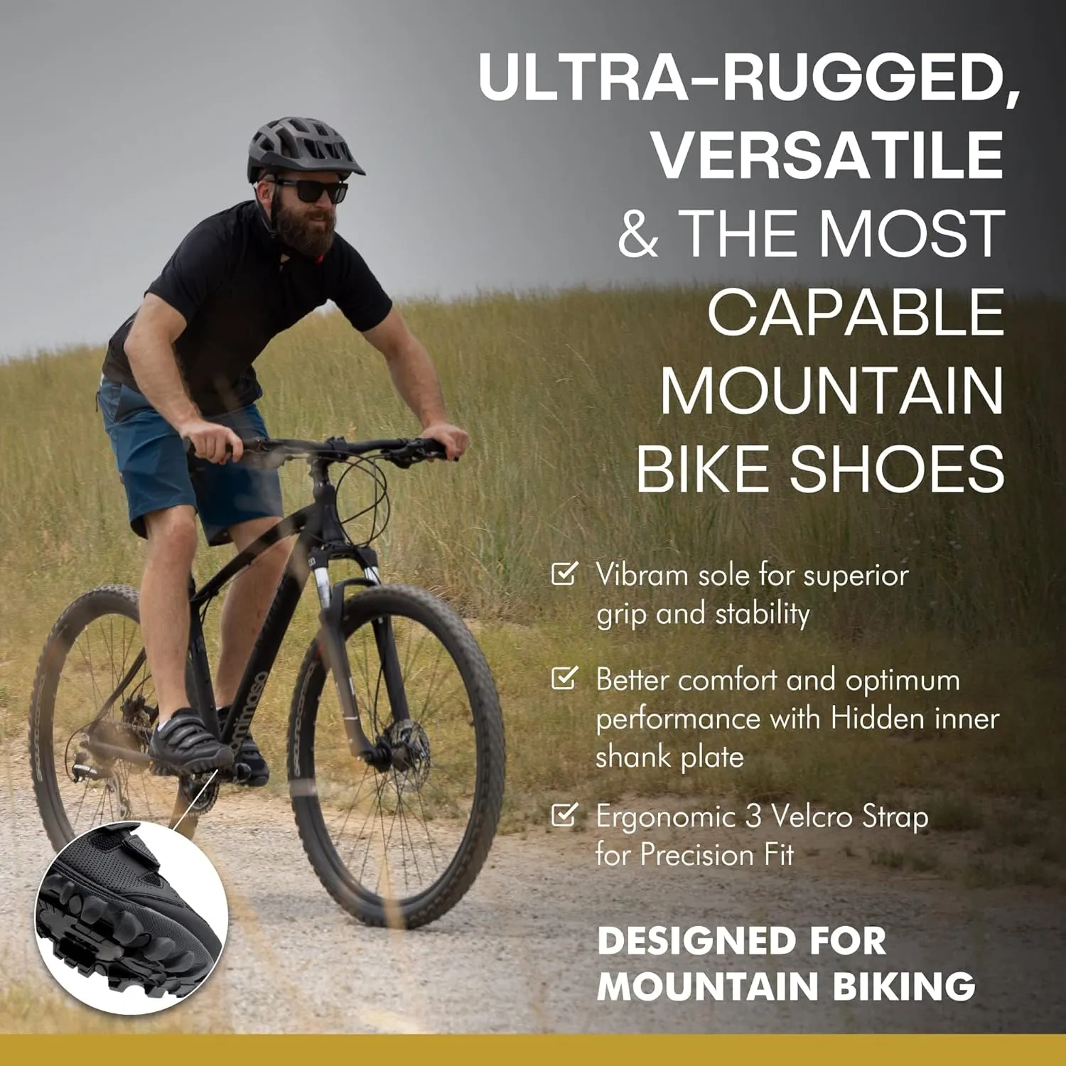 Tommaso Mens Cycling Shoes – SPD Compatible Indoor, MTB, Gravel & Mountain Bike Shoes – Walkable Design – Cleats Not Included