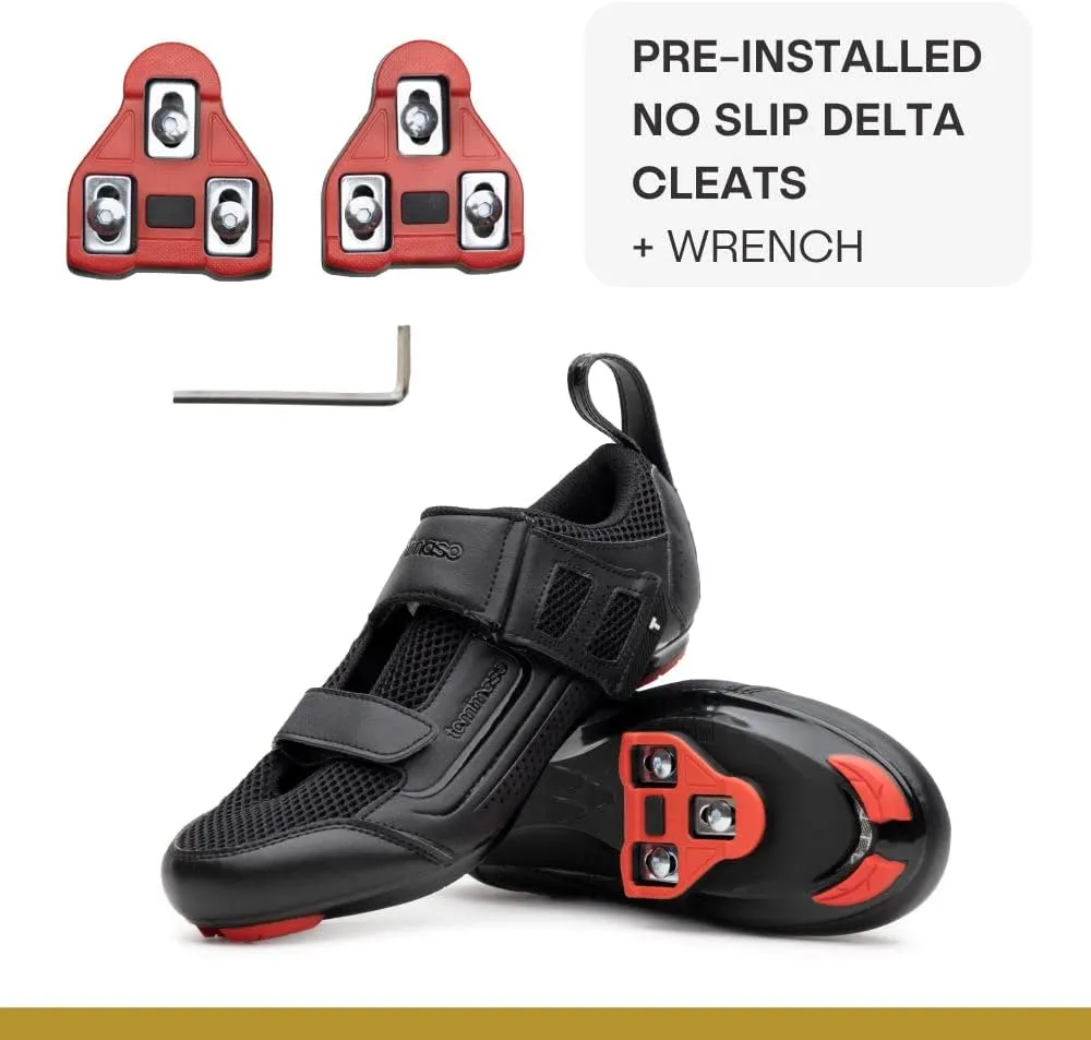 tommaso Veloce II Cycling Shoes - Ride in Style - Peloton Shoes Triathlon Road Bike Indoor Cycling Men Women Compatible with Look Delta SPD SPD-SL Cleats White Black