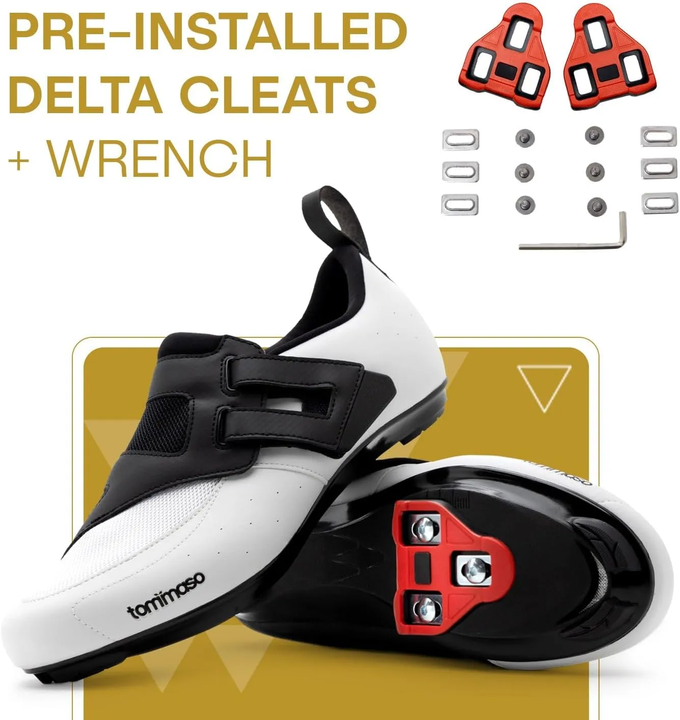 tommaso Veloce II Cycling Shoes - Ride in Style - Peloton Shoes Triathlon Road Bike Indoor Cycling Men Women Compatible with Look Delta SPD SPD-SL Cleats White Black