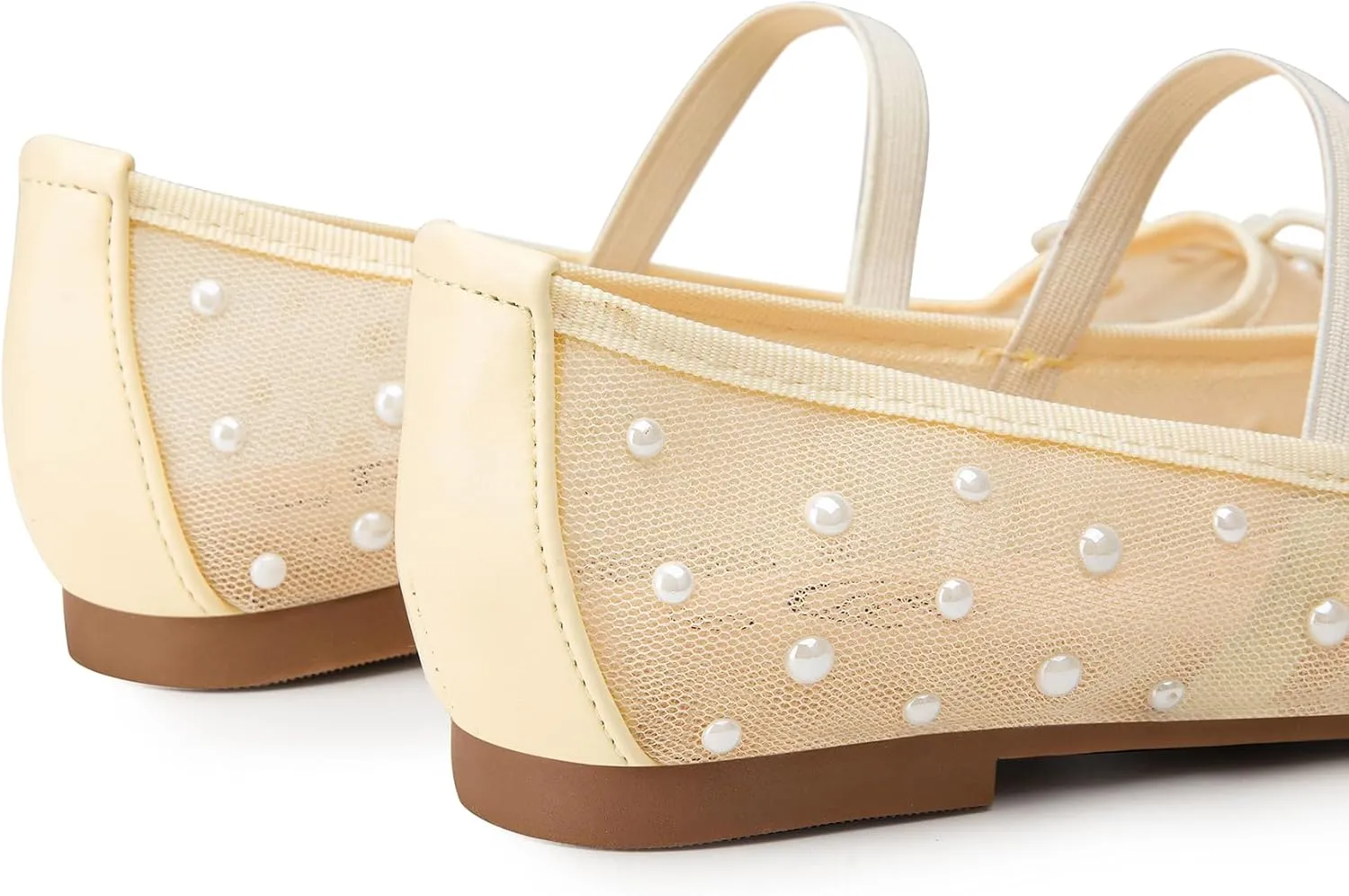 Trary Ballet Flats for Women Closed Round Toe Mary Jane Shoes Women Cute Bowknot Non-Slip Dressy Shoes Elastic Strap Comfortable Women's Flats for All-Year Daily Work Causal