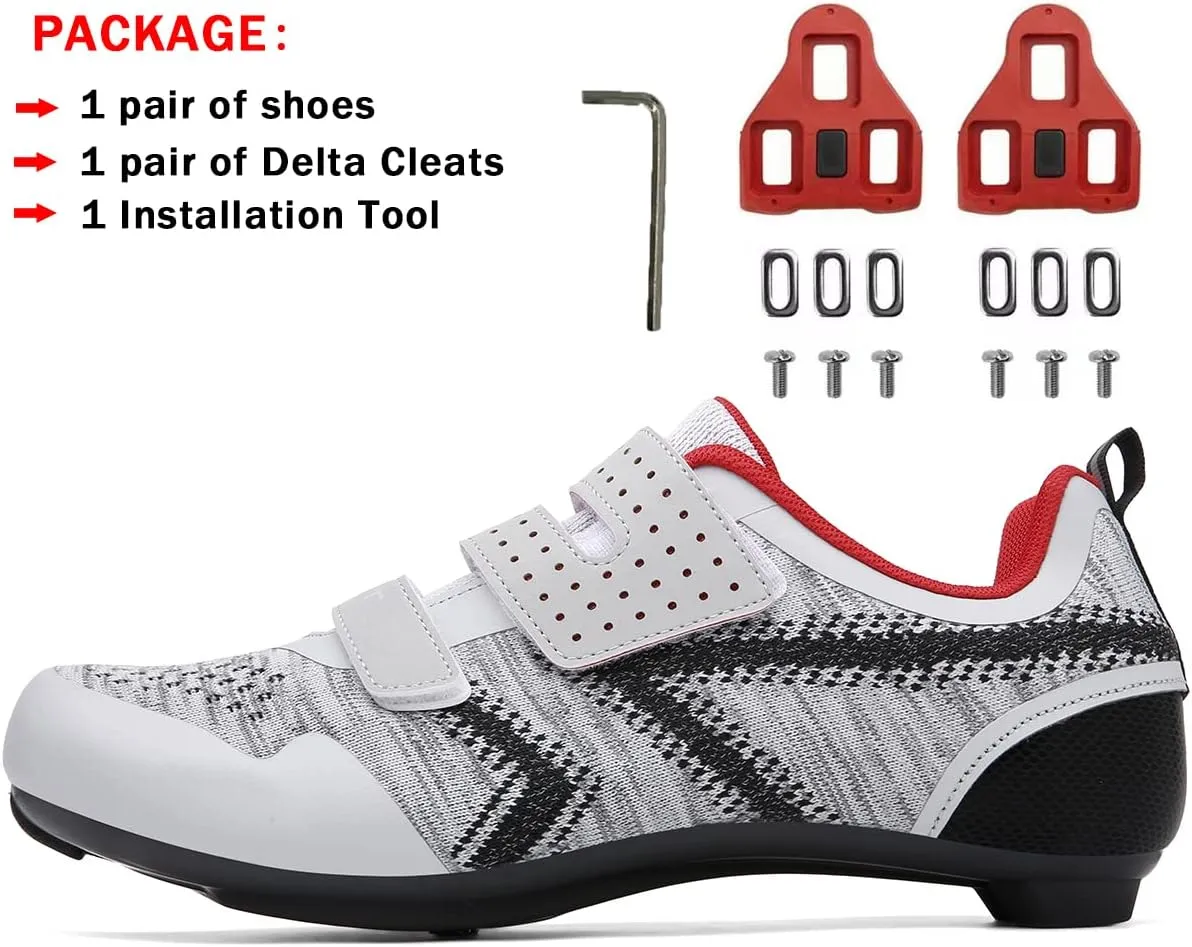 Unisex Cycling Shoes Compatible with Peloton Indoor Riding Road Bicycle with Delta Cleats Outdoor Pedal Bike Shoes