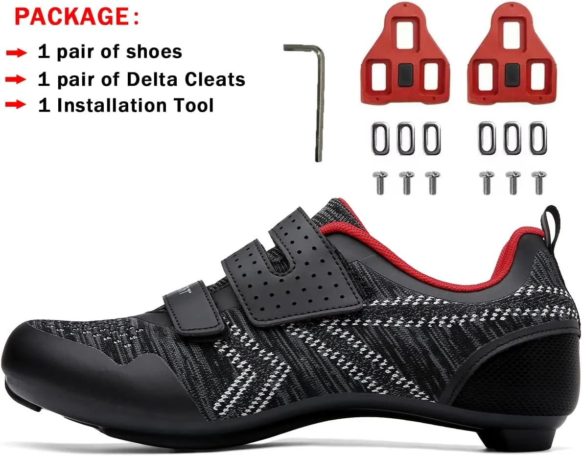 Unisex Cycling Shoes Compatible with Peloton Indoor Riding Road Bicycle with Delta Cleats Outdoor Pedal Bike Shoes