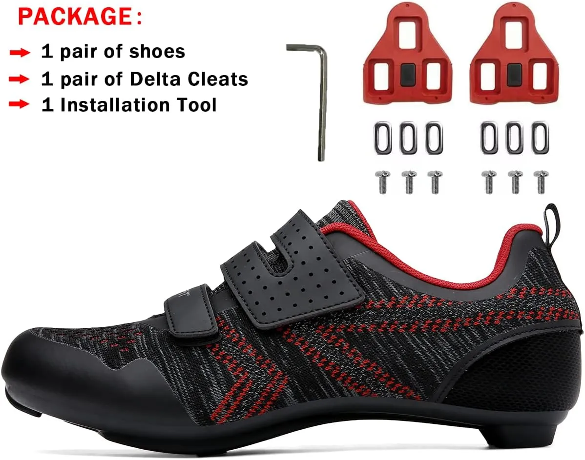 Unisex Cycling Shoes Compatible with Peloton Indoor Riding Road Bicycle with Delta Cleats Outdoor Pedal Bike Shoes