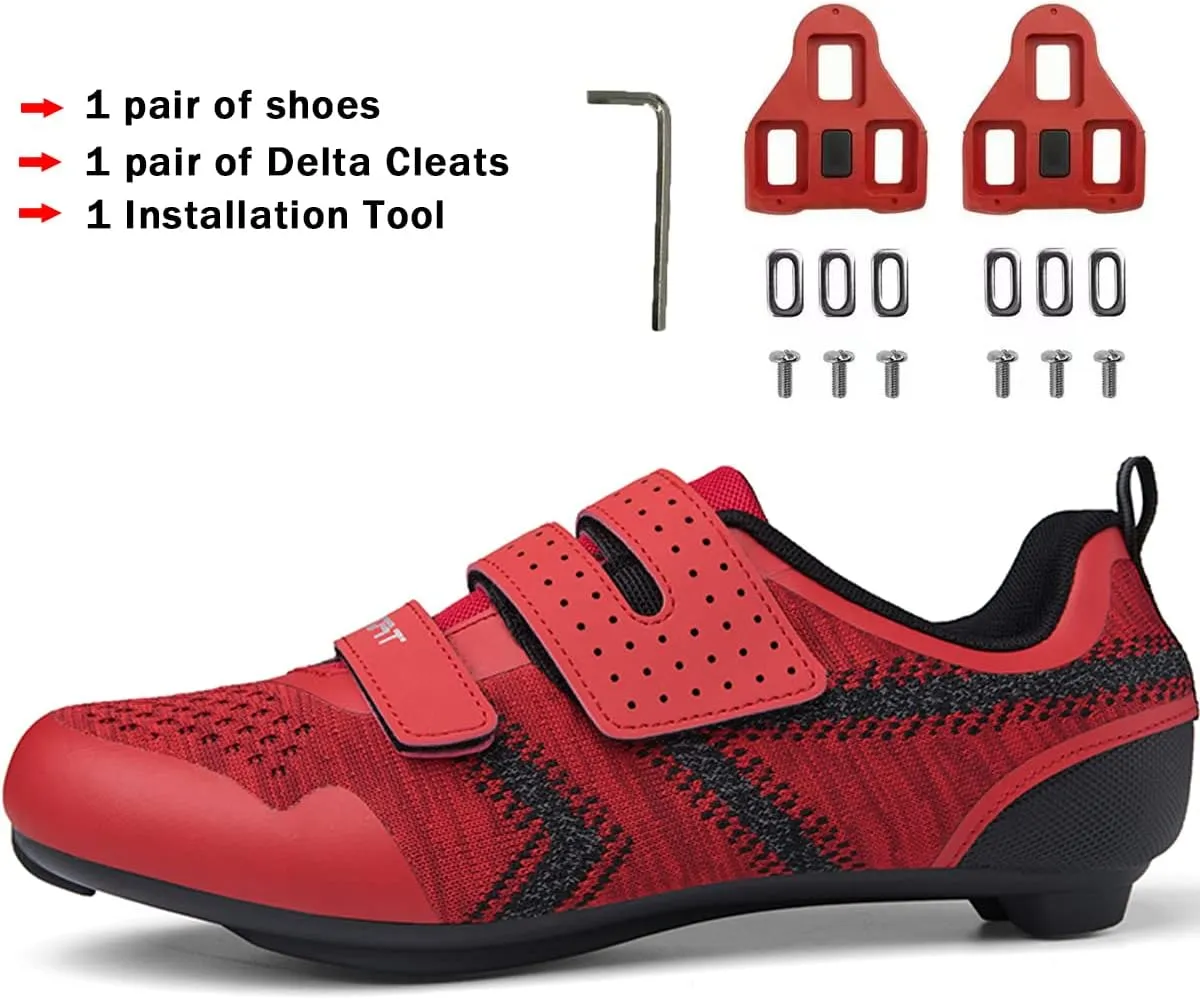 Unisex Cycling Shoes Compatible with Peloton Indoor Riding Road Bicycle with Delta Cleats Outdoor Pedal Bike Shoes