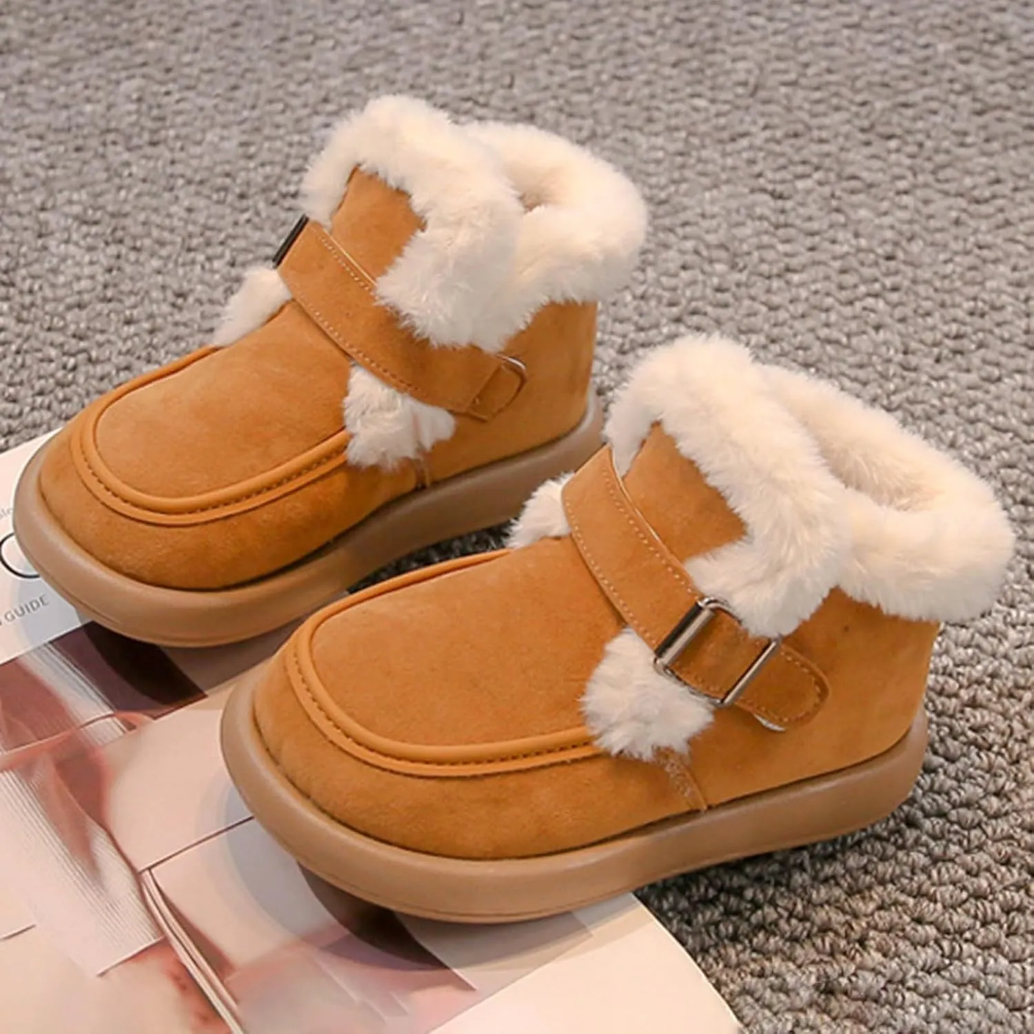 Unisex Kids Warm Furry Winter Ankle Boots Boys Girls Cozy Fleece Plush Soft Fuzzy Fr Youth Boys Winter Boots Size 5
