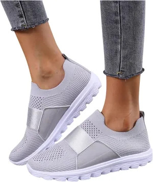 Walking Shoes for Women Sneakers,Canvas Shoes for Women,2021 Fashion Cats Printed Comfy Elastic Sneaker Casual Shoes Summer Daily Walking Loafer Shoes Gray