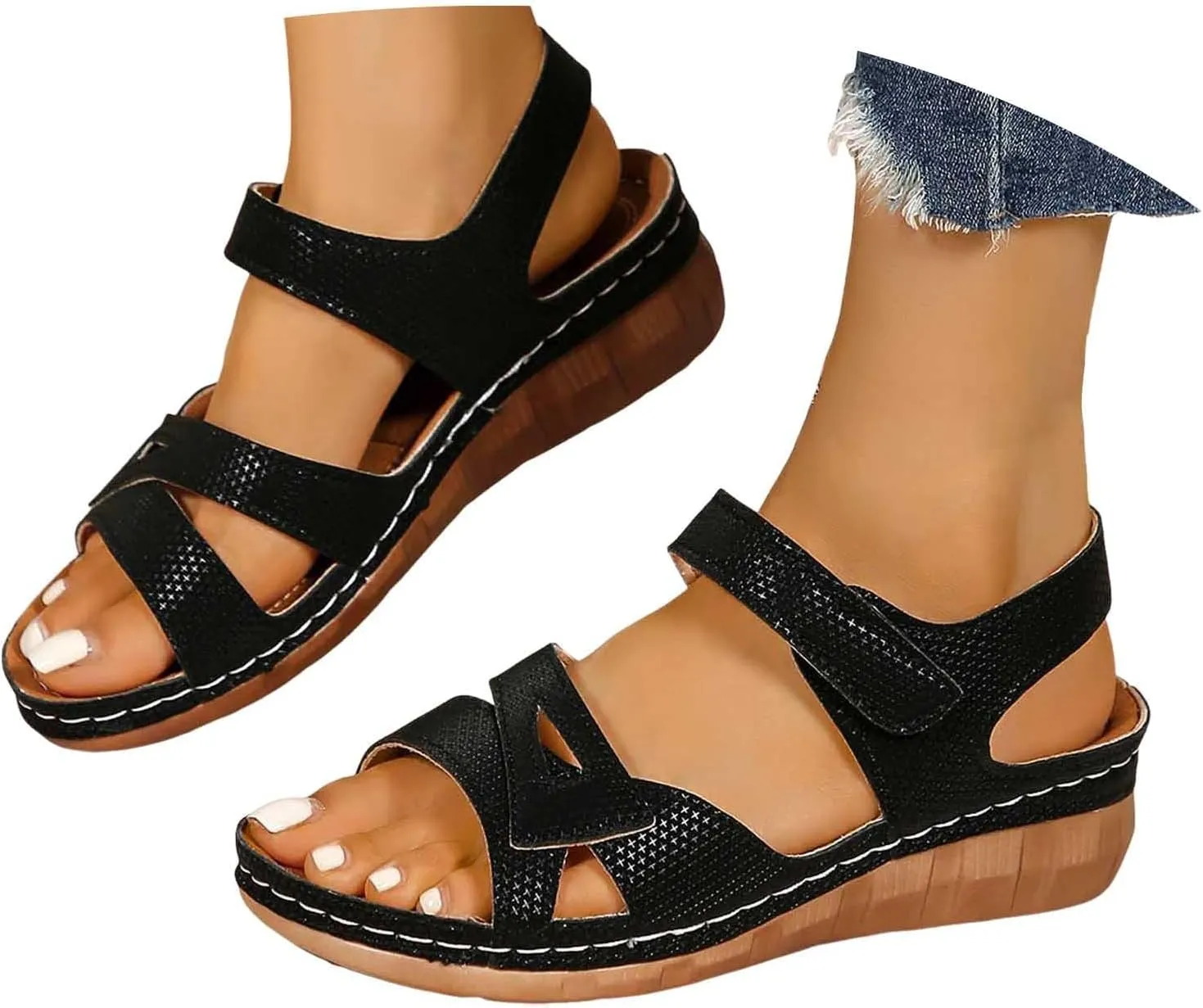 Wedge Sandals For Women Elegant Womens Summer Shoes Strappy Bohemian Gladiator Platform Slides