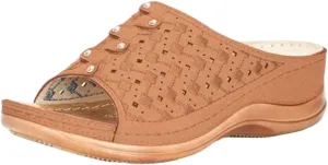 Wedge Sandals for Women Summer Dressy Comfortable Slip on Low Heel Platform Wedge Sandal Comfortable Hollow Arch Support Slide Sandals