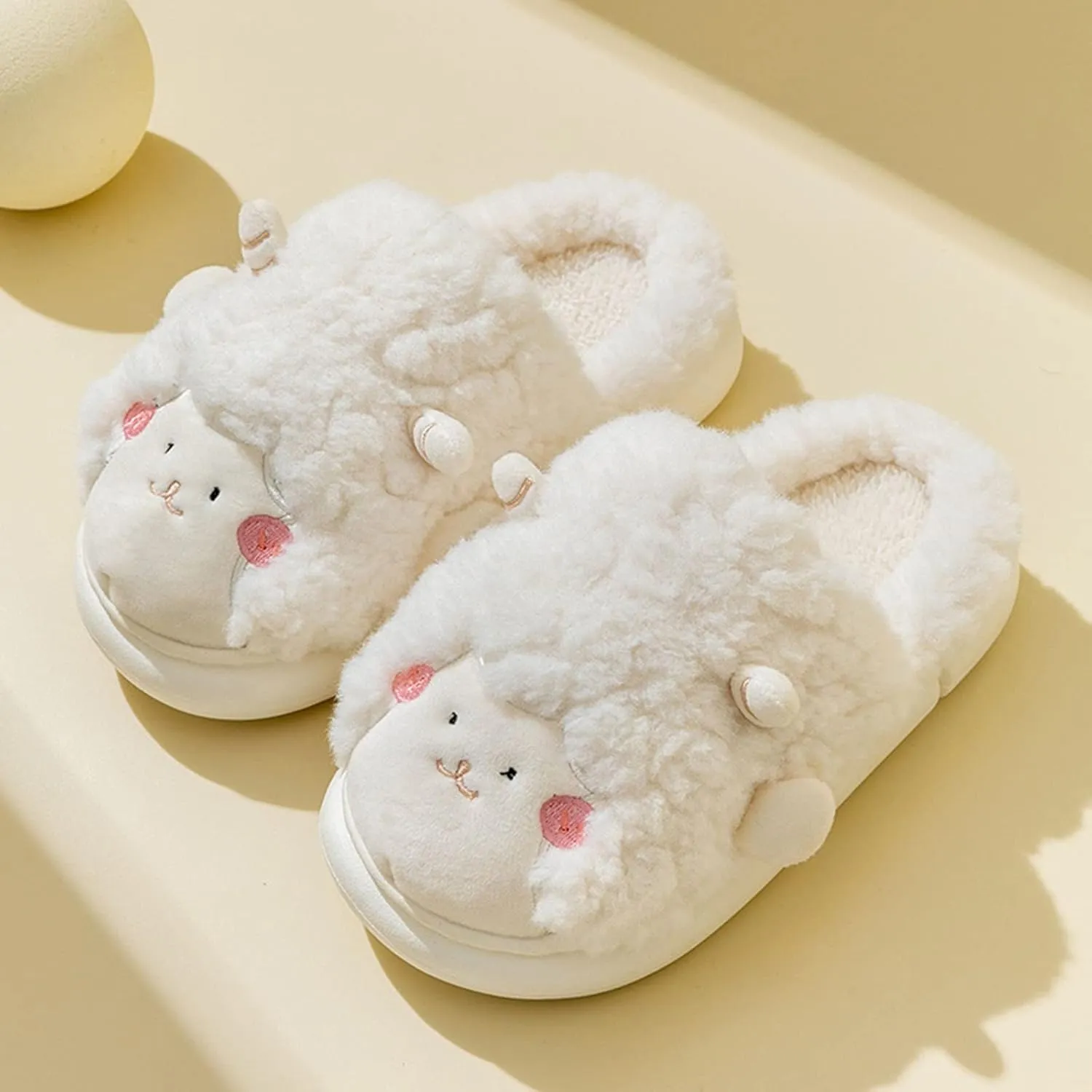 Winter Children Slippers Girl Boy Flat Shoes Non Slip Round Toe Short Plush Warm Comfortable Cute Slippers For