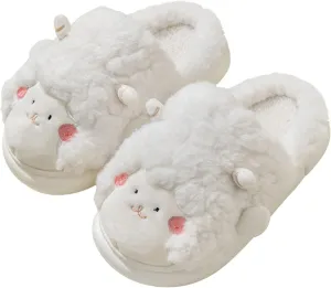 Winter Children Slippers Girl Boy Flat Shoes Non Slip Round Toe Short Plush Warm Comfortable Cute Slippers For