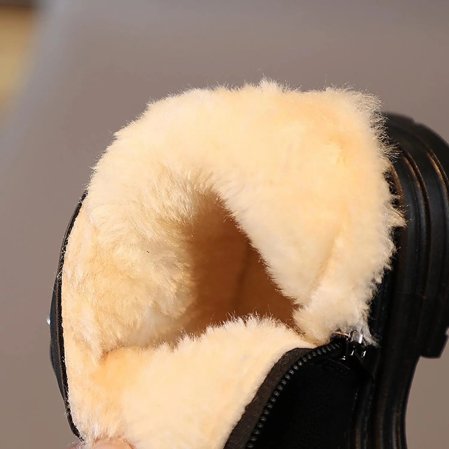 Winter Kids Snow Boots Fleece Cozy Fur Lining Winter Warm Ankle Booties Winter Warm Short Boots Flat Ankle Boots