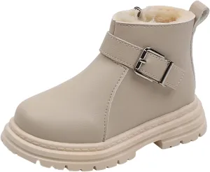 Winter Kids Snow Boots Fleece Cozy Fur Lining Winter Warm Ankle Booties Winter Warm Short Boots Flat Ankle Boots