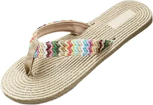 Women Flip Flops Slippers Women's Sandals Fashion Colorful Beach Flip-Flops Casual Summer Flat Women's Slipper (Beige, 8)