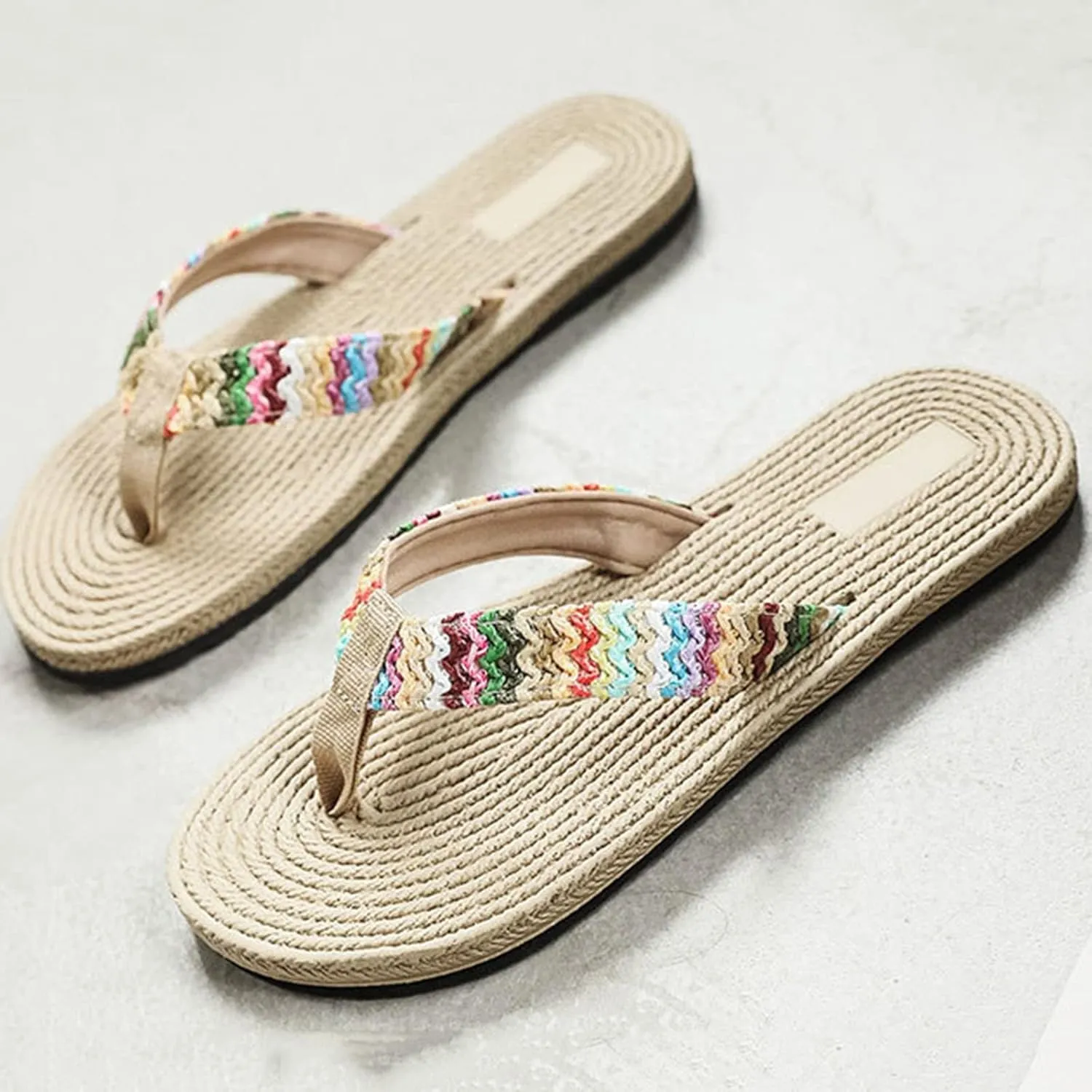 Women Flip Flops Slippers Women's Sandals Fashion Colorful Beach Flip-Flops Casual Summer Flat Women's Slipper (Beige, 8)