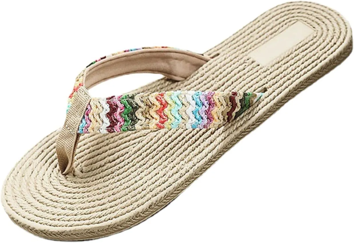 Women Flip Flops Slippers Women's Sandals Fashion Colorful Beach Flip-Flops Casual Summer Flat Women's Slipper (Beige, 8)