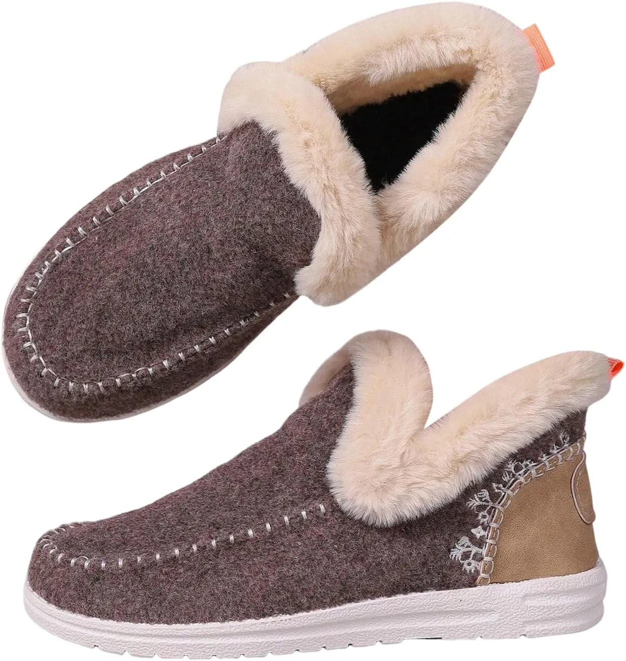 Women Memory Foam Bootie Slippers, Warm Cozy Micro Suede Slipper Boots with Fuzzy Plush Lining Collar for Indoor and Outdoor