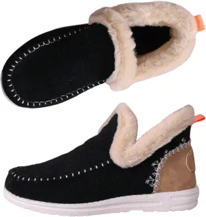 Women Memory Foam Bootie Slippers, Warm Cozy Micro Suede Slipper Boots with Fuzzy Plush Lining Collar for Indoor and Outdoor