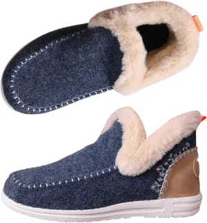 Women Memory Foam Bootie Slippers, Warm Cozy Micro Suede Slipper Boots with Fuzzy Plush Lining Collar for Indoor and Outdoor