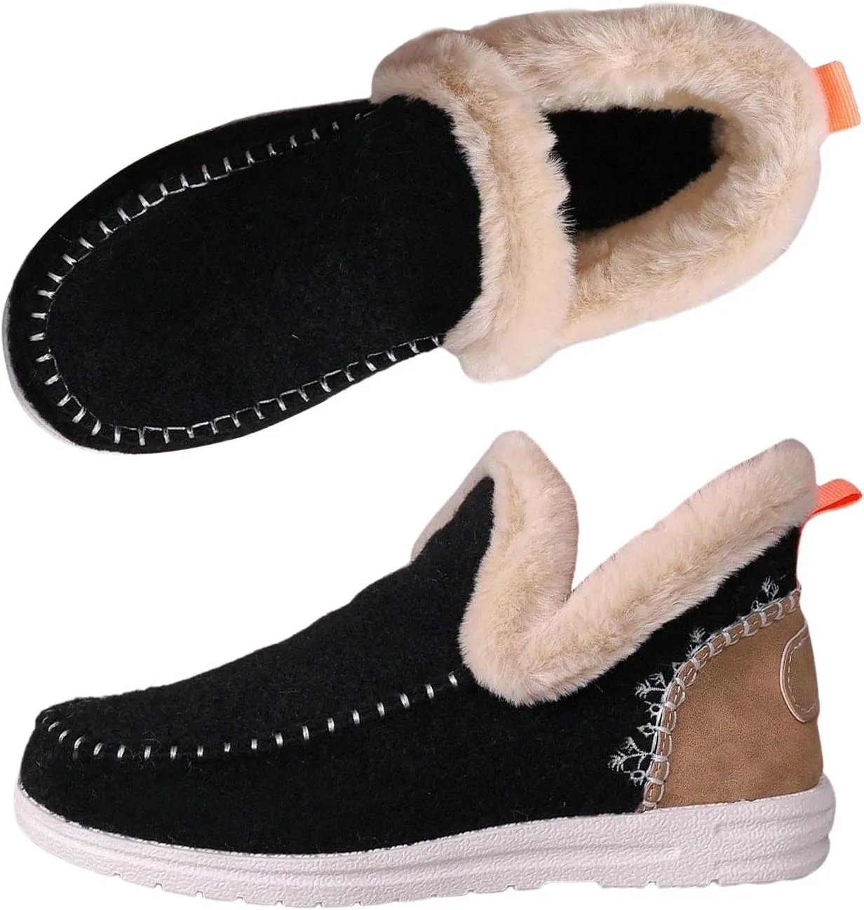Women Memory Foam Bootie Slippers, Warm Cozy Micro Suede Slipper Boots with Fuzzy Plush Lining Collar for Indoor and Outdoor