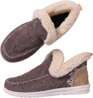 Women Memory Foam Bootie Slippers, Warm Cozy Micro Suede Slipper Boots with Fuzzy Plush Lining Collar for Indoor and Outdoor