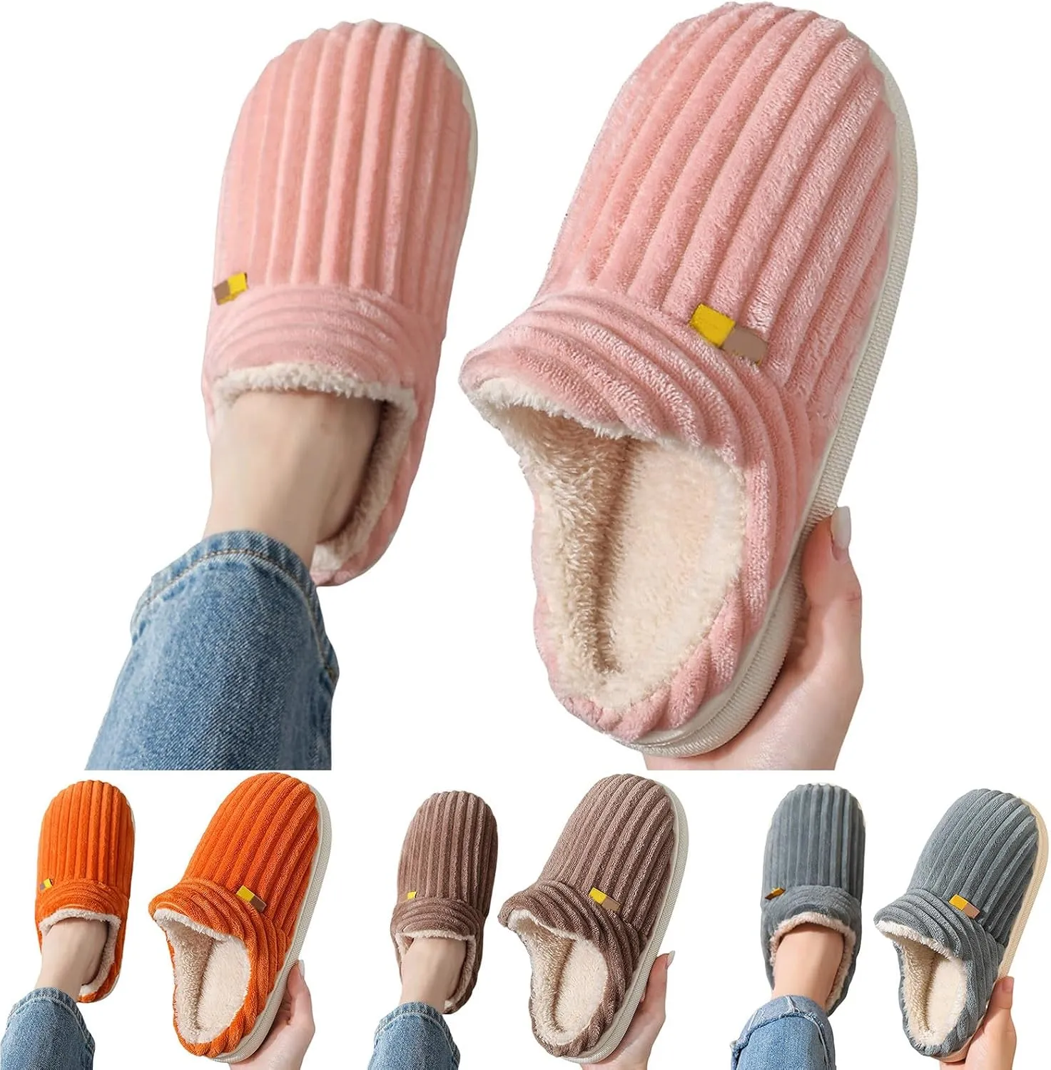 Women Slippers Fashionable New Pattern Minimalist Solid Color Couple Autumn And Warm Cozy Indoor Slippers Women