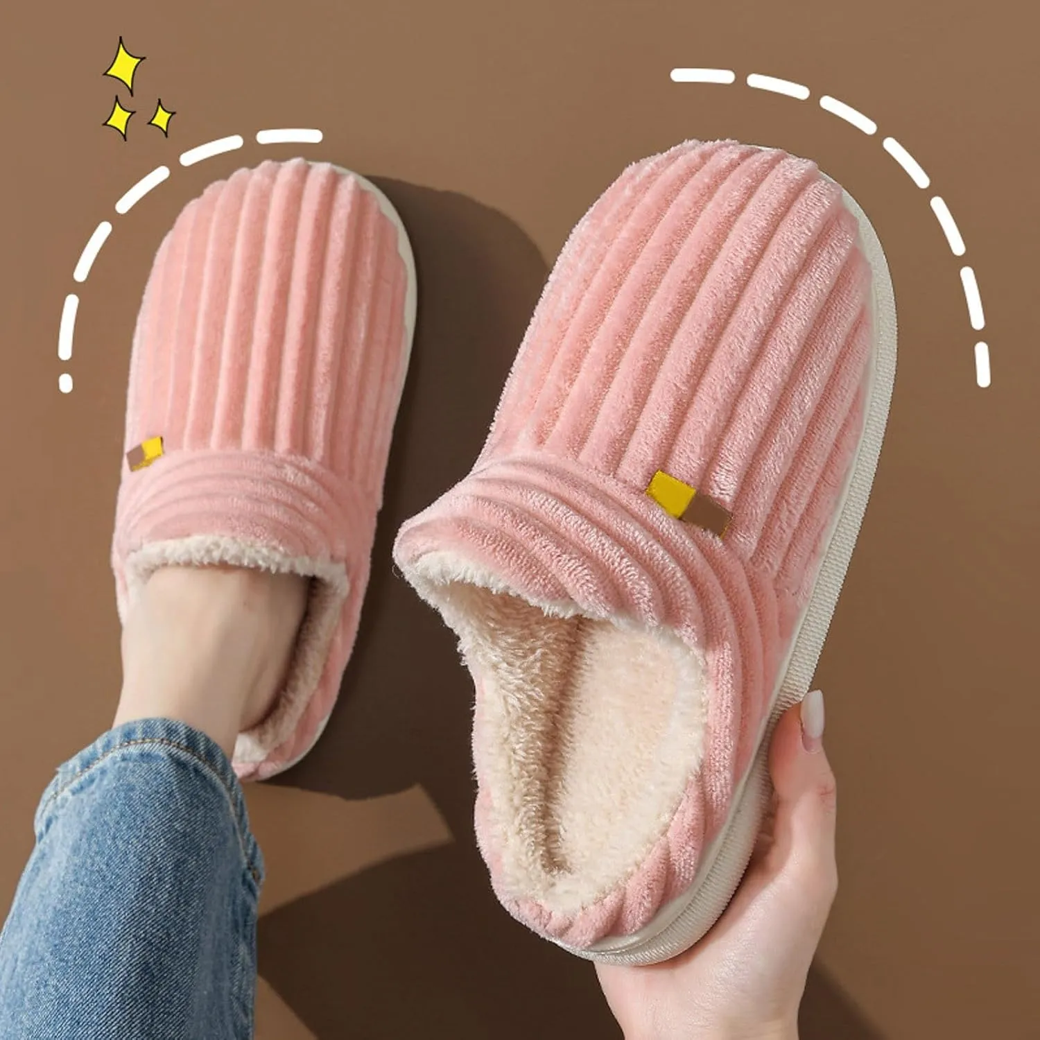 Women Slippers Fashionable New Pattern Minimalist Solid Color Couple Autumn And Warm Cozy Indoor Slippers Women