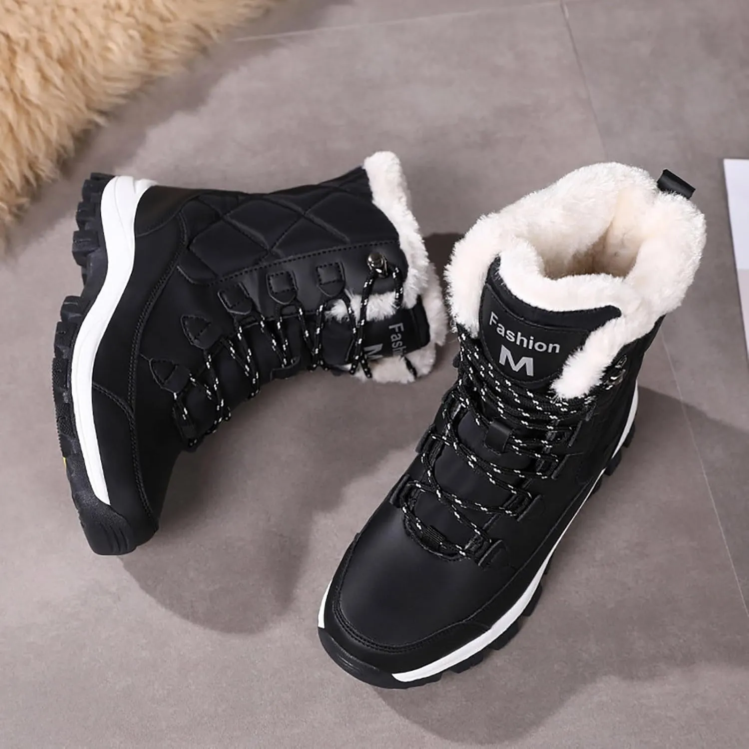 Women Snow Boots Northeast Big Size Snow Boots Female Outdoor Travel Thickened High Top Leather Boots Women