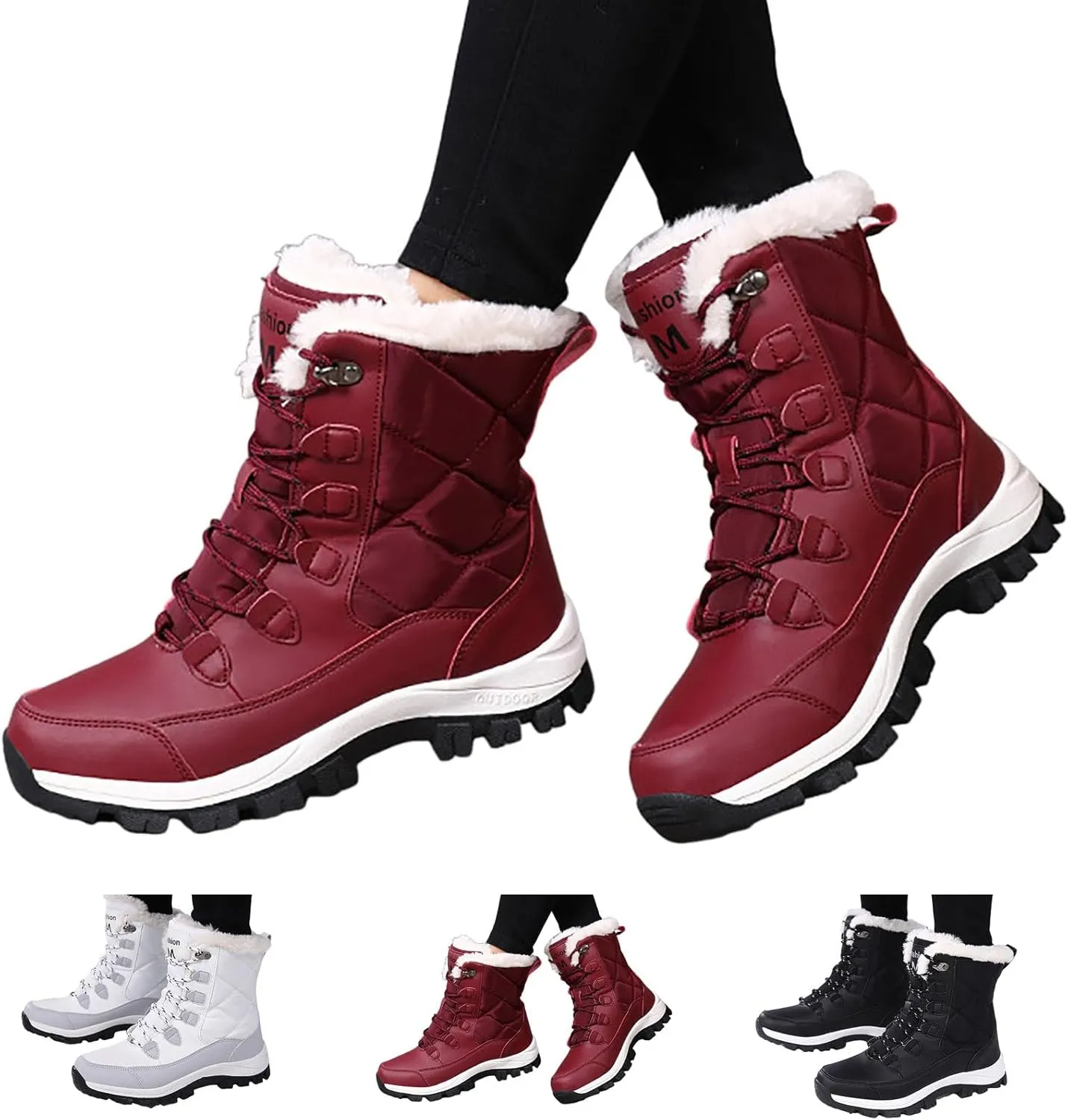 Women Snow Boots Northeast Big Size Snow Boots Female Outdoor Travel Thickened High Top Leather Boots Women