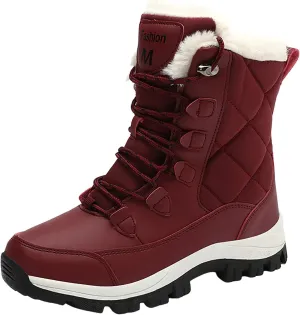 Women Snow Boots Northeast Big Size Snow Boots Female Outdoor Travel Thickened High Top Leather Boots Women