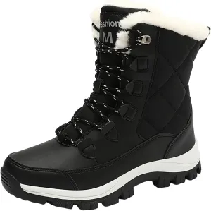 Women Snow Boots Northeast Big Size Snow Boots Female Outdoor Travel Thickened High Top Leather Boots Women