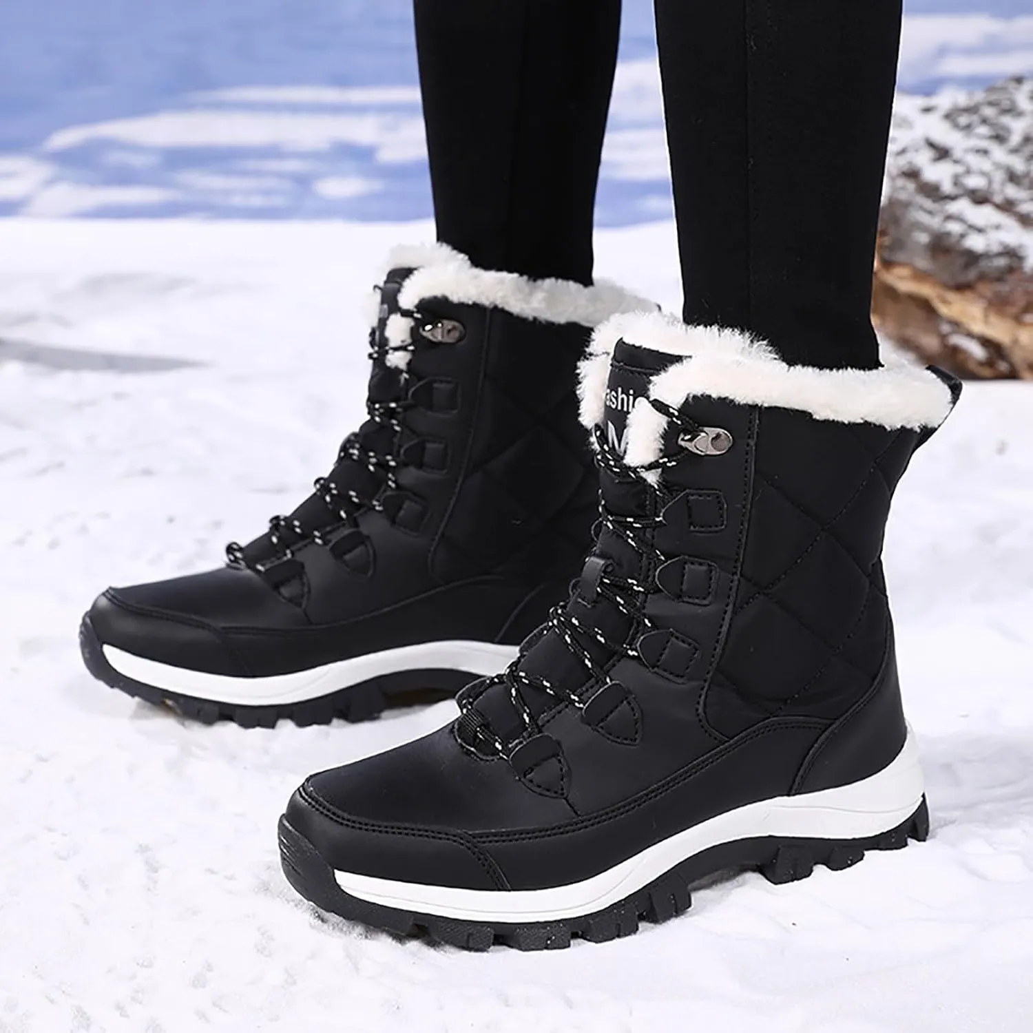 Women Snow Boots Northeast Big Size Snow Boots Female Outdoor Travel Thickened High Top Leather Boots Women