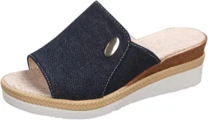 Women Wedge Sandals Slip-on Espadrille Bohemia Platform Sandals Dress𝐲 Summer Outdoor Open Toe Canvas Slides Comfort Walking Beach