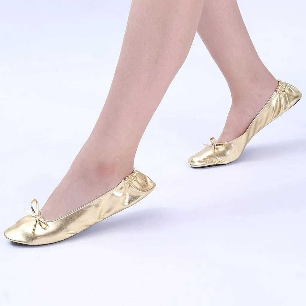 Women's Ballet Flats Round Toe Soft Foldable Dressy Flats Bow Casual Comfort Indoor Outdoor Lightweight Travel Walking Shoes