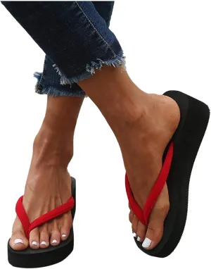 Women's Beach Shoes Ladies Platform Heighten Flip Flops Wedges Bohemian Slippers Clip Toe Sandals