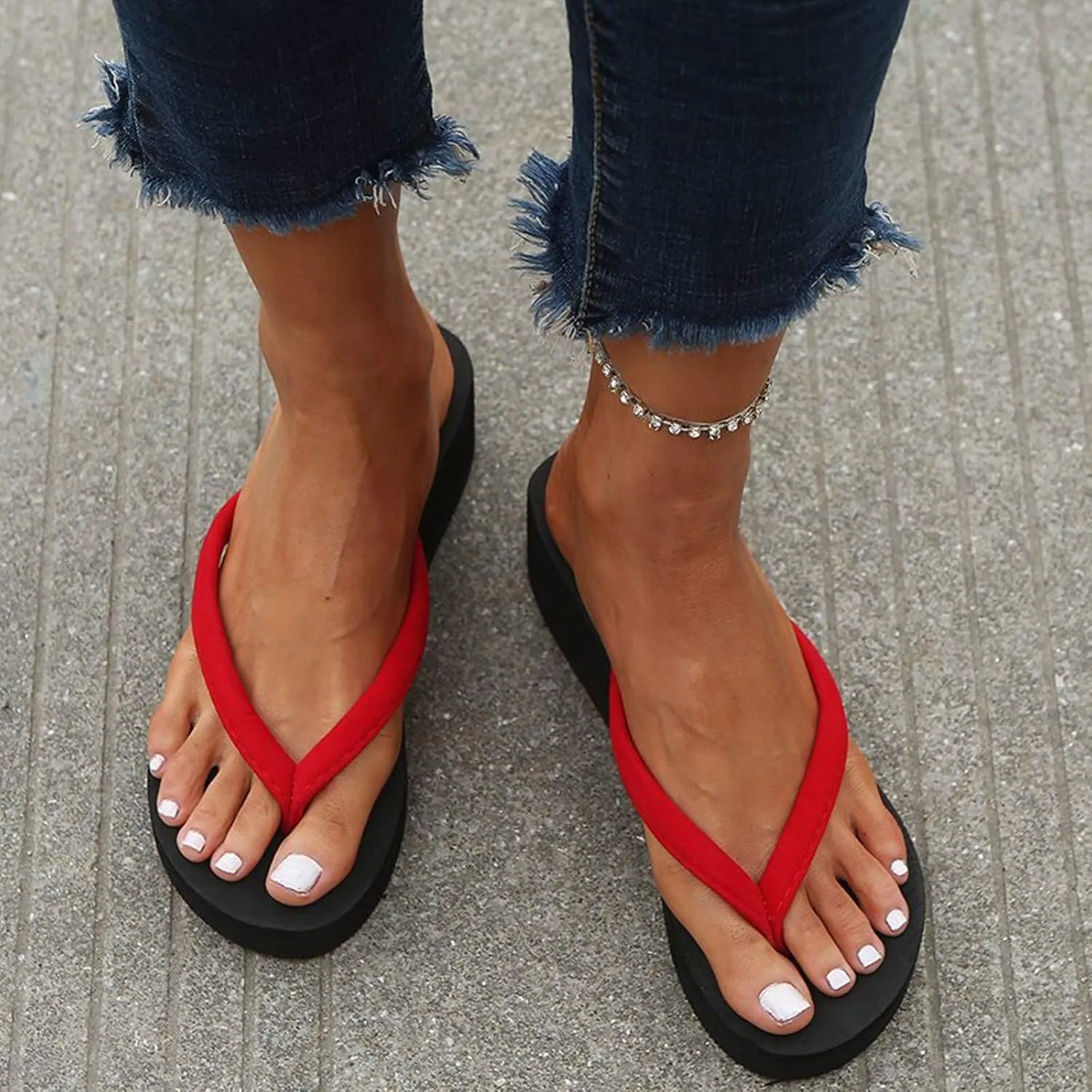 Women's Beach Shoes Ladies Platform Heighten Flip Flops Wedges Bohemian Slippers Clip Toe Sandals