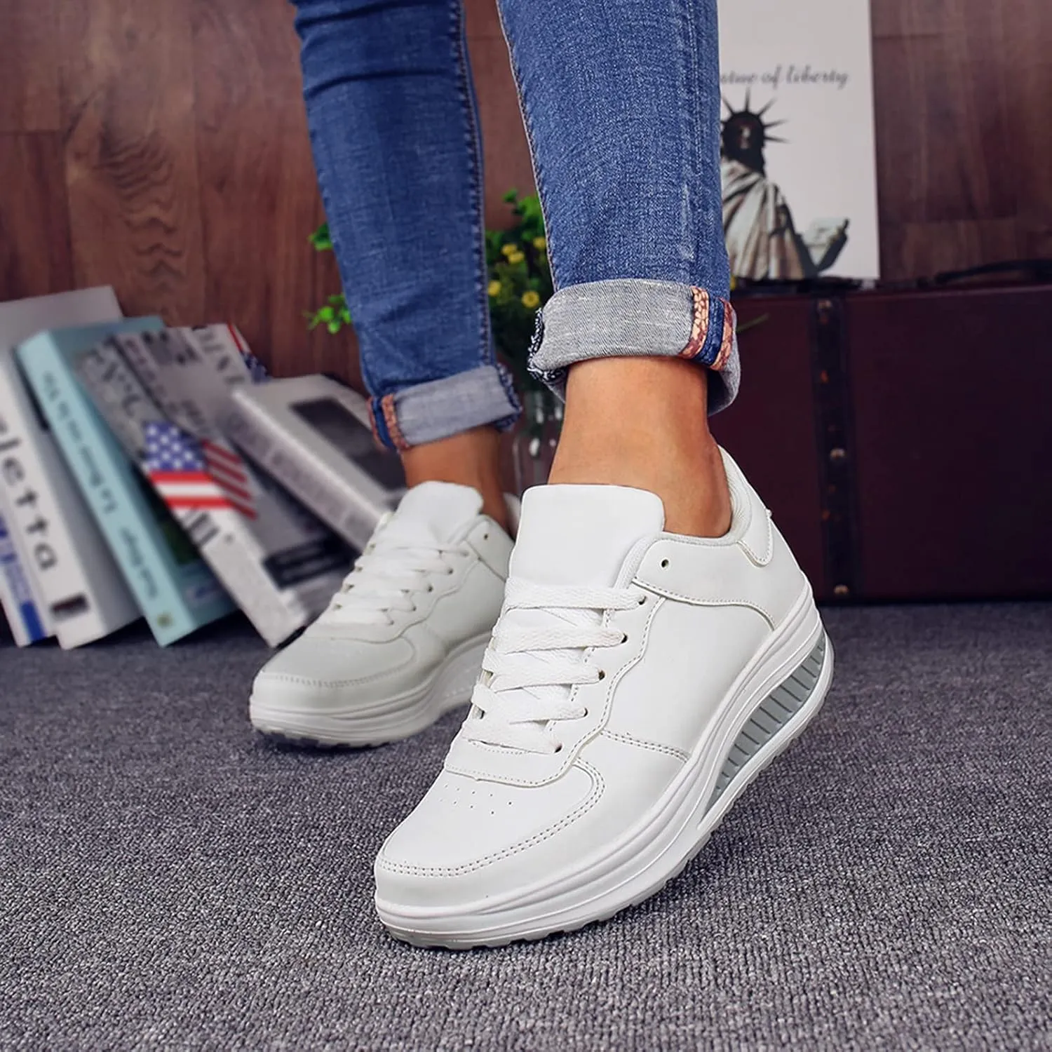 Womens Casual Sneakers Walking Shoes for Women with Arch Support and Comfort Wide Width Women's Running Shoes Size 7 Black Slip Ons Women Sneakers Zapatillas Elegantes De Tacon para Mujer Blancas