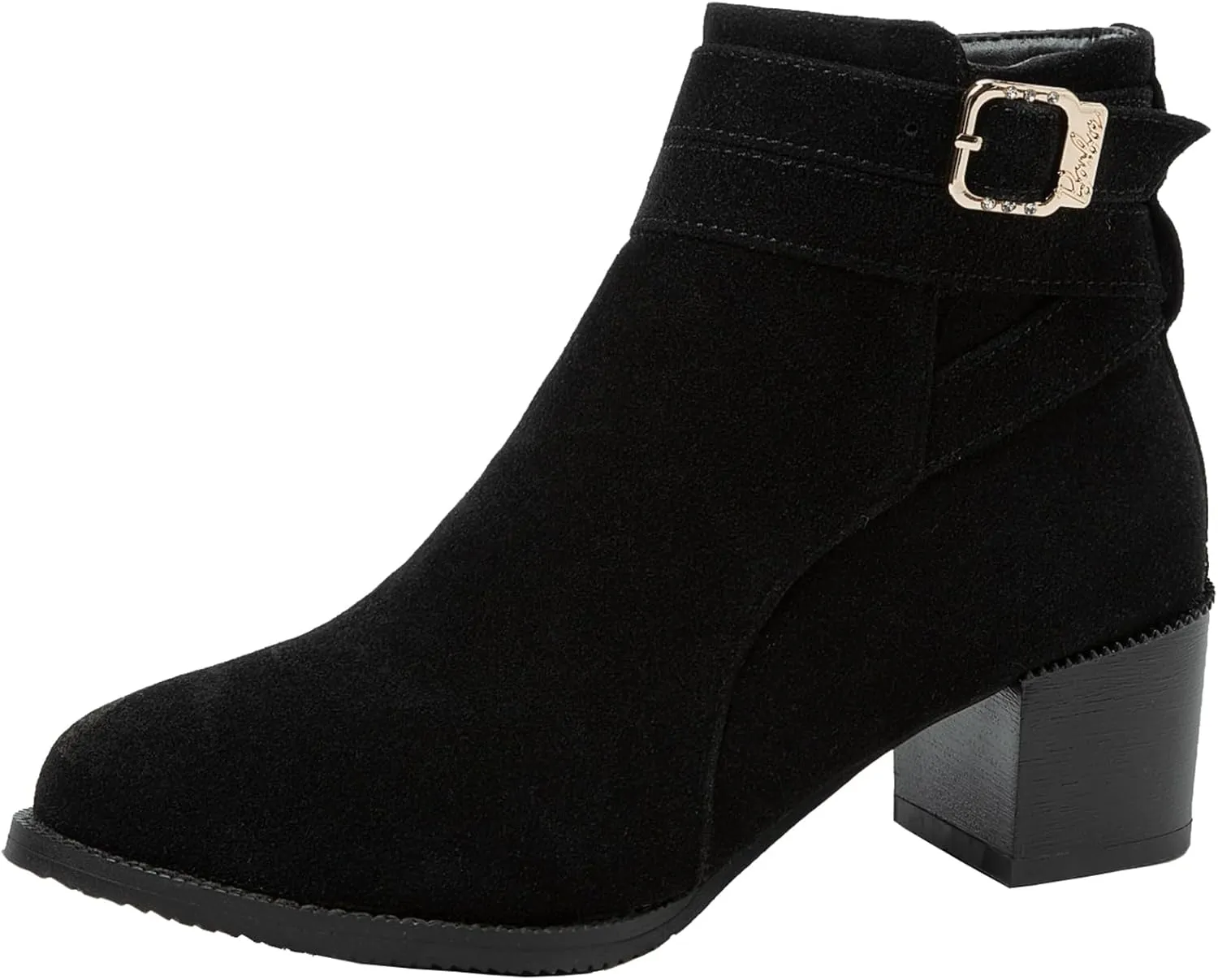 Women's Chunky Heel Ankle Boots Side Zipper Booties
