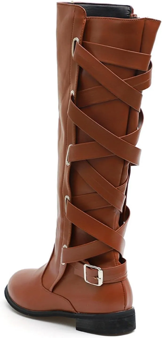 Women's Cold Proof Boots Long Leg Fashionable Warm Snow Boots Comfort Solid Color Leather Boots for Women
