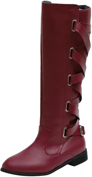 Women's Cold Proof Boots Long Leg Fashionable Warm Snow Boots Comfort Solid Color Leather Boots for Women