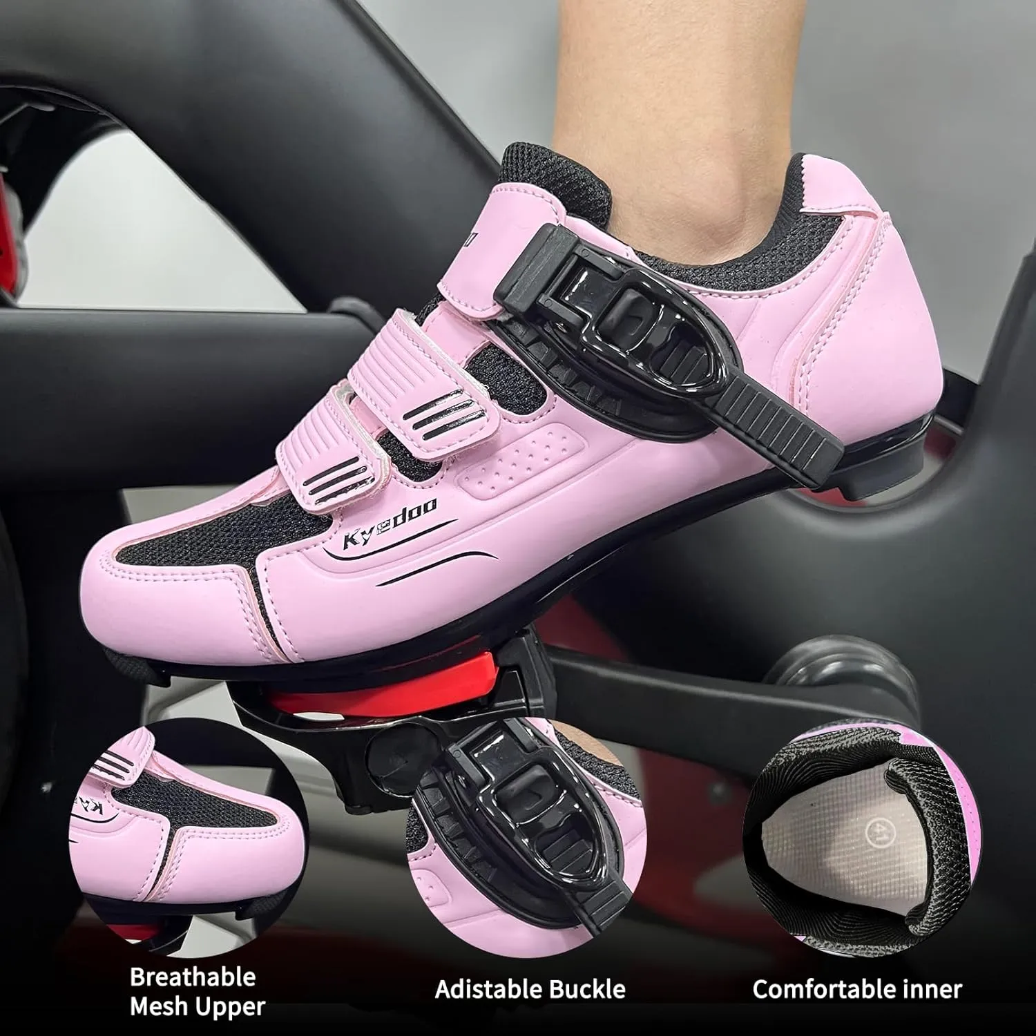 Womens Cycling Shoes Compatible with Peloton Bike Clip in Ladies Indoor Cycling Road Bike Riding Biking Shoes, Pre-Installed Delta Cleats