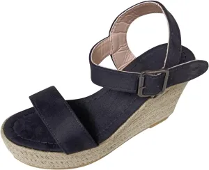 Womens Espadrille Wedge Sandals Open Toe Buckle Ankle Strap Platform Wedge Sandals Summer Beach Shoes
