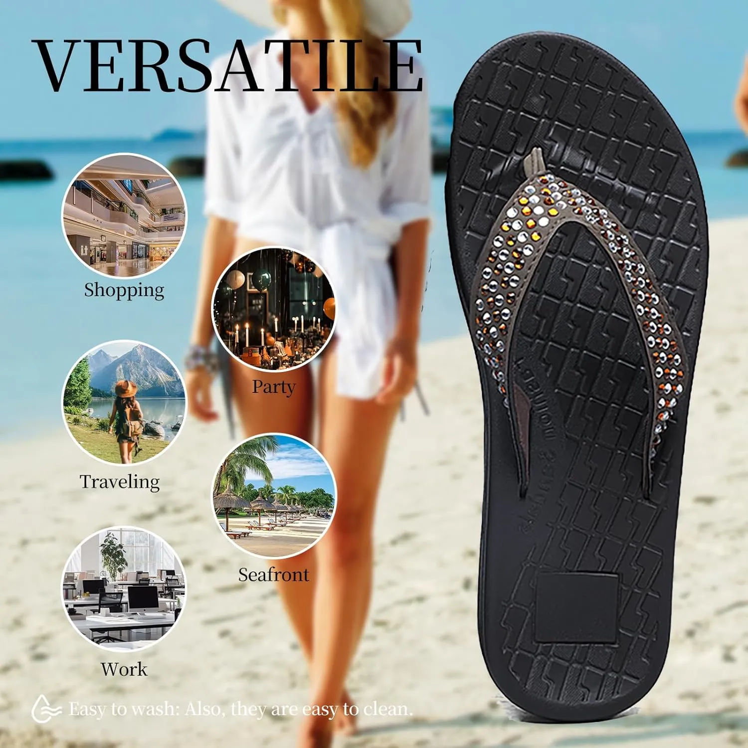 Women's flip-flops Sandals Summer beach slippers Classic comfort Lightweight casual non-slip durable flip-flops suitable for indoor and outdoor